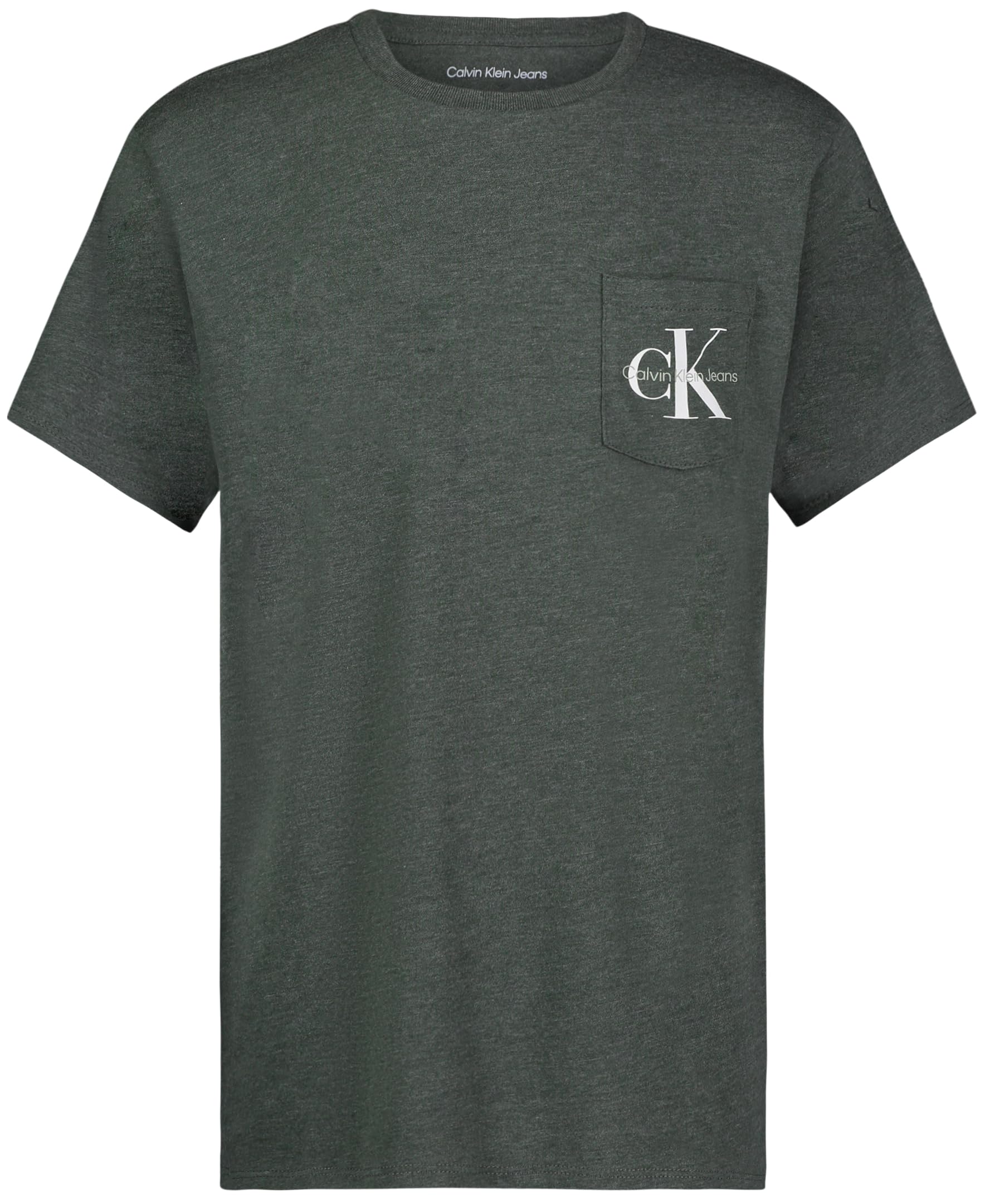 Calvin Klein Boys' Short Sleeve Pocket Logo Crew Neck T-Shirt, Soft, Comfortable, Relaxed Fit